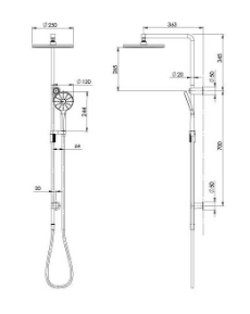 NX-Vive-twin-dimensions.png NX Vive Twin Shower Chrome/Matte White - Image 3