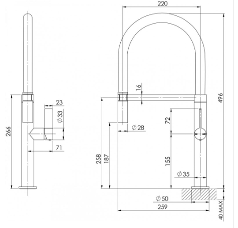 Prize-felxible-coil-sink-spec-picture.png Prize Flexible Coil Sink Mixer - Image 3