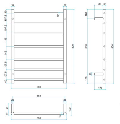 SRB44M-dimensions.png Round 7 Bar Heated Towel Ladder - Image 3