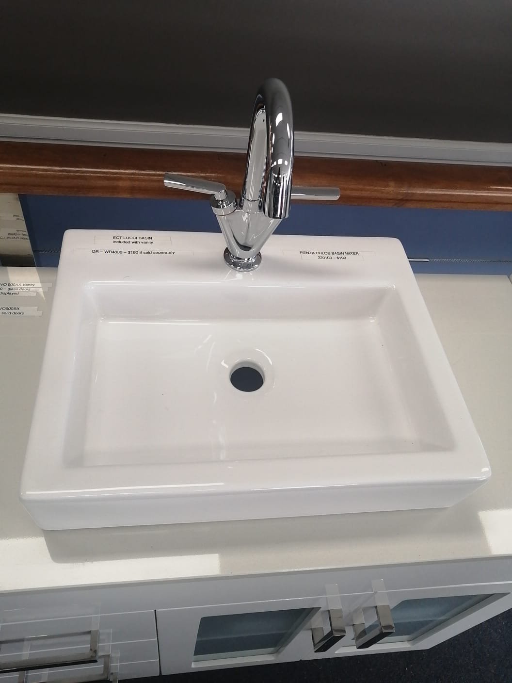 db0b.jpg ECT Global Above Counter SQ Basin Bathroom Ceramic Vanity White Lucci WB 4838 - Image 1