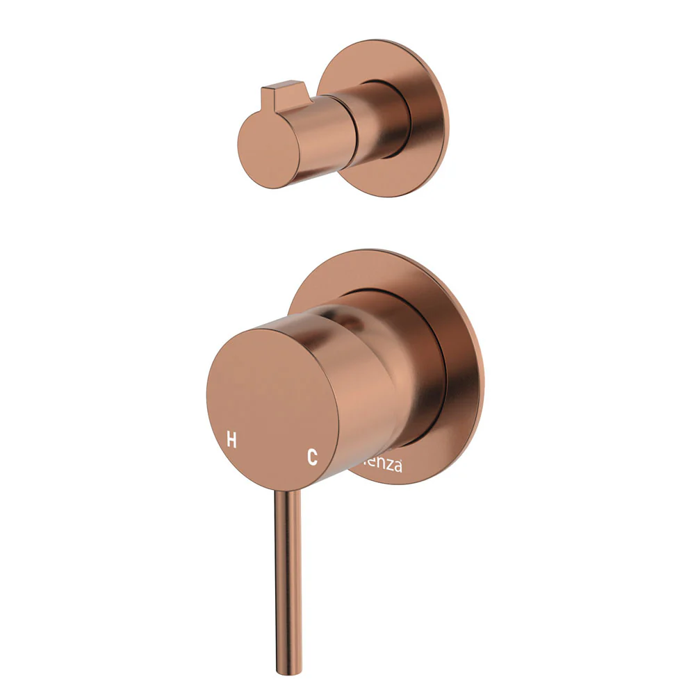 228102CO-4_1000x1000 KAYA WALL DIVERTER MIXER, SMALL ROUND PLATES, BRUSHED COPPER - Image 1