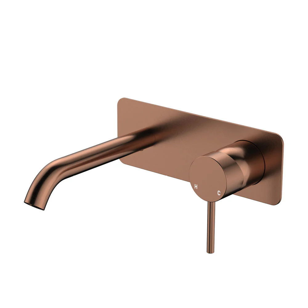 228106CO_1000x1000 (1) KAYA BASIN/BATH WALL MIXER SET, RECTANGULAR PLATE, 160MM OUTLET, BRUSHED COPPER - Image 1