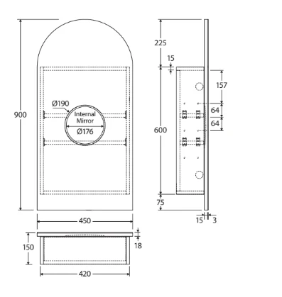 ArchMirrorCabinet450x900MM_397x419 ARCH MIRROR CABINET, 450 X 900MM - Image 5
