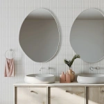 PEBBLE MATTE WHITE ASYMMETRICAL FRAMED MIRROR