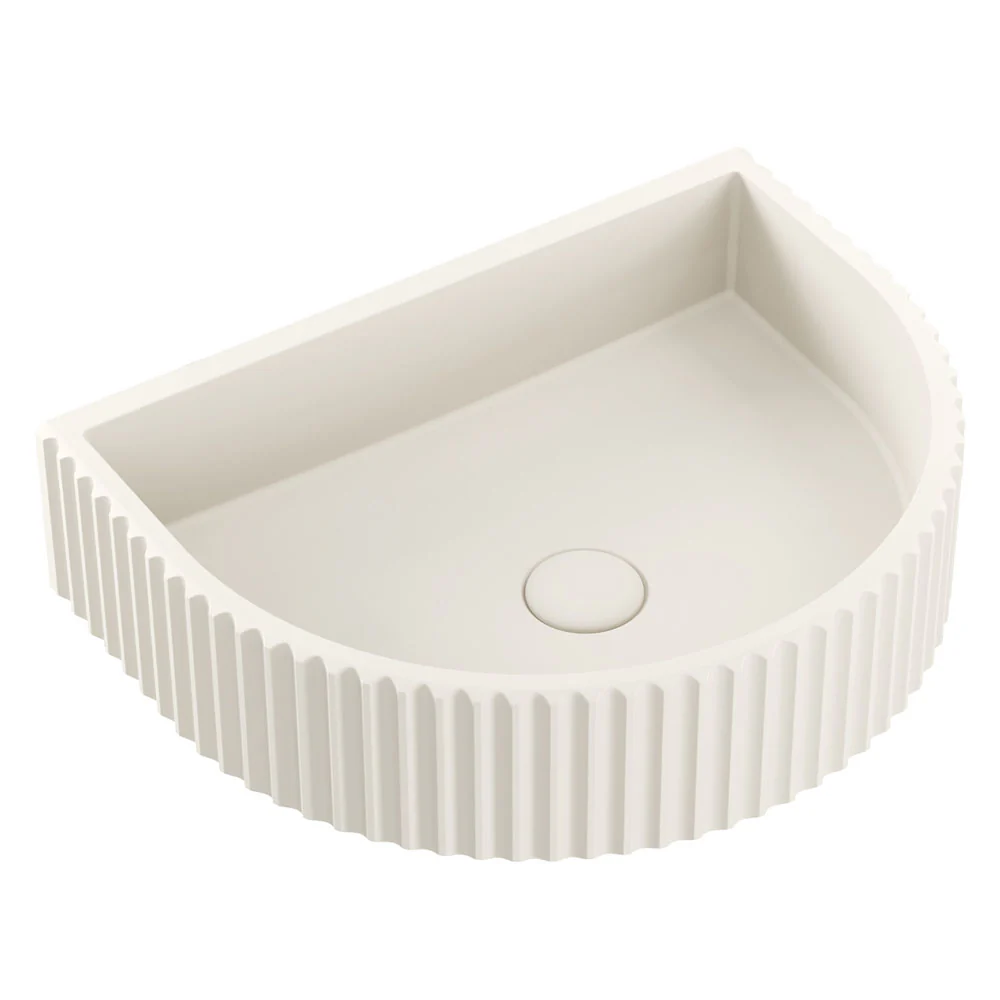 RB078W_1000x1000 VALENTINA FLUTED ARCH CONCRETE WALL BASIN, WARM WHITE - Image 1