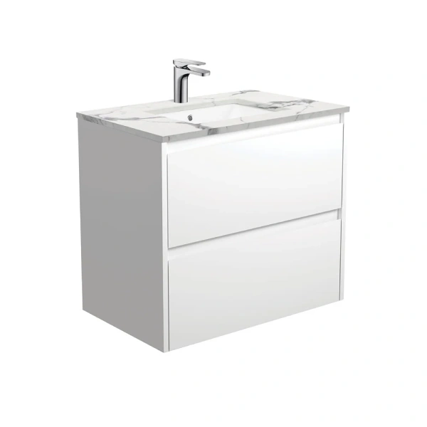 SARAH CALACATTA MARBLE UNDERMOUNT AMATO SATIN WHITE WALL-HUNG VANITY 900MM