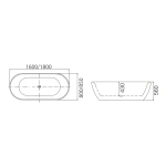SORRENTO Oval Bath Tub 1600mm - Image 4